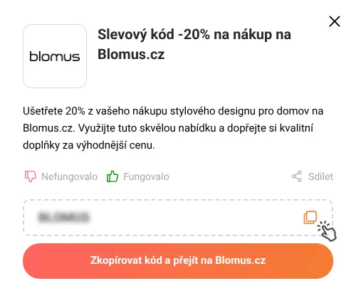 Návod jak zkopírovat slevový kupón Blomus.cz