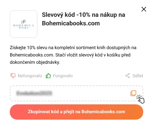 Návod jak zkopírovat slevový kupón Bohemicabooks.com