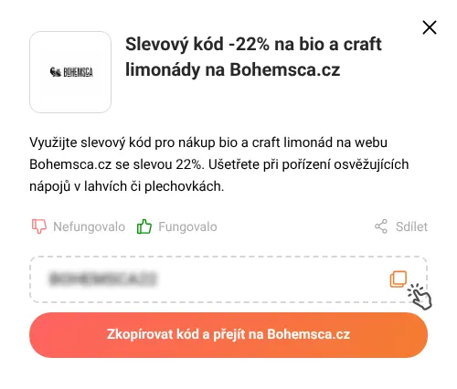 Návod jak zkopírovat slevový kupón Bohemsca.cz