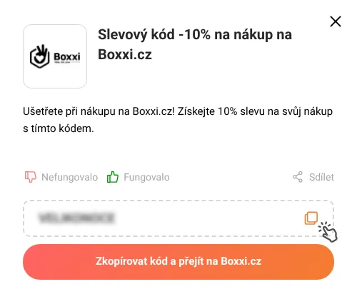 Návod jak zkopírovat slevový kupón Boxxi.cz