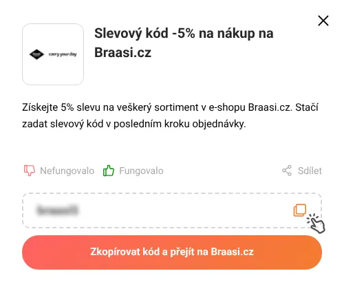 Návod jak zkopírovat slevový kód Braasi.cz