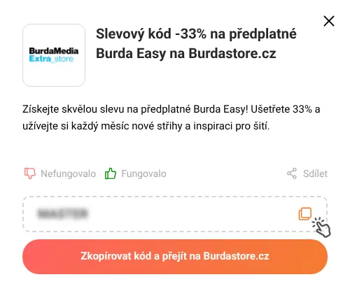 Návod jak zkopírovat slevový kupón Burdastore.cz