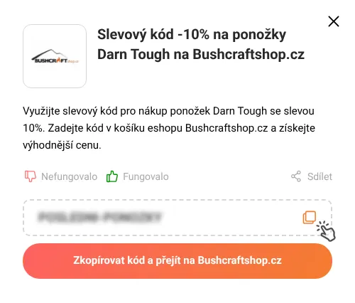Návod jak zkopírovat slevový kód Bushcraftshop.cz