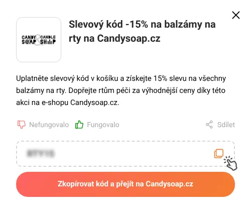 Návod jak zkopírovat slevový kupón Candysoap.cz