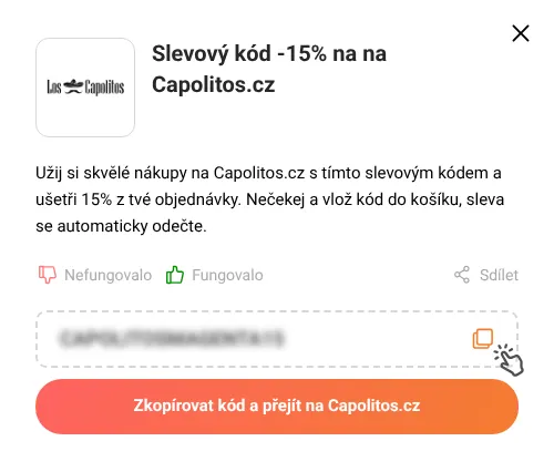 Návod jak zkopírovat slevový kód Capolitos.cz