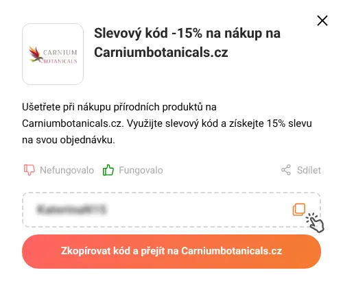 Návod jak zkopírovat slevový kód Carniumbotanicals.cz