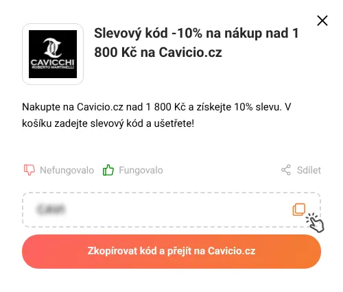 Návod jak zkopírovat slevový kupón Cavicio.cz