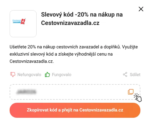 Návod jak zkopírovat slevový kód Cestovnizavazadla.cz