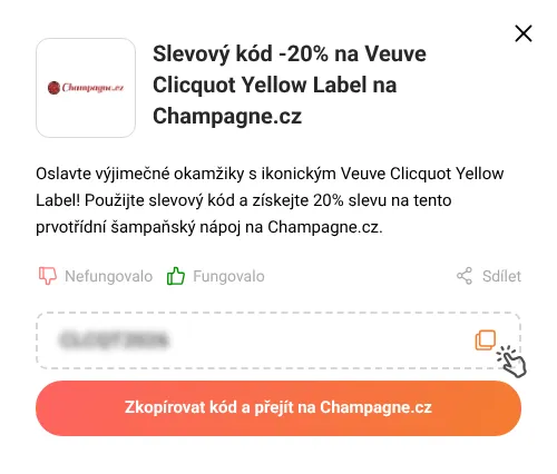 Návod jak zkopírovat slevový kupón Champagne.cz