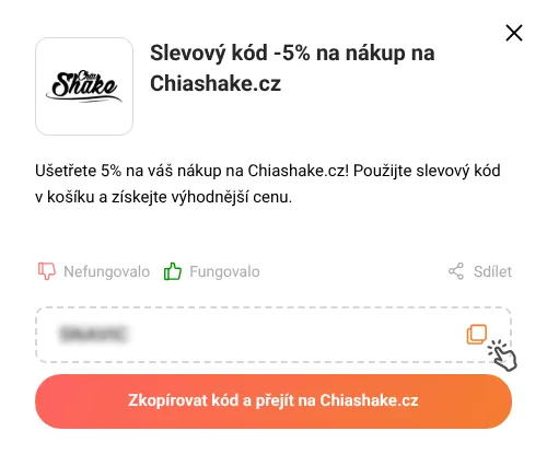 Návod jak zkopírovat slevový kupón Chiashake.cz