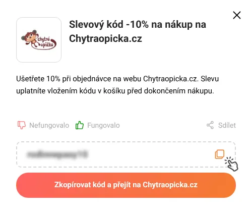 Návod jak zkopírovat slevový kupón Chytraopicka.cz