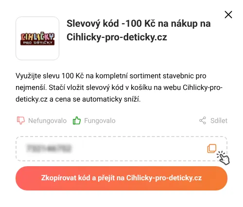 Návod jak zkopírovat slevový kód Cihlicky-pro-deticky.cz
