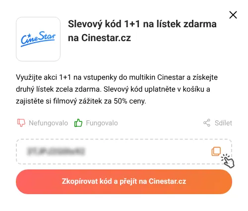 Návod jak zkopírovat slevový kód Cinestar.cz