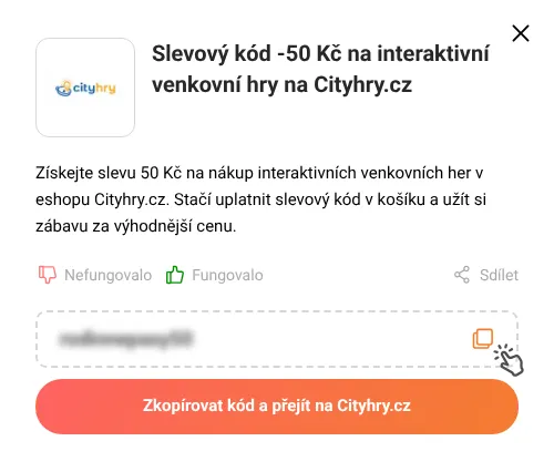 Návod jak zkopírovat slevový kód Cityhry.cz