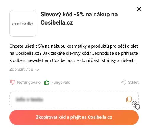 Návod jak zkopírovat slevový kód Cosibella.cz
