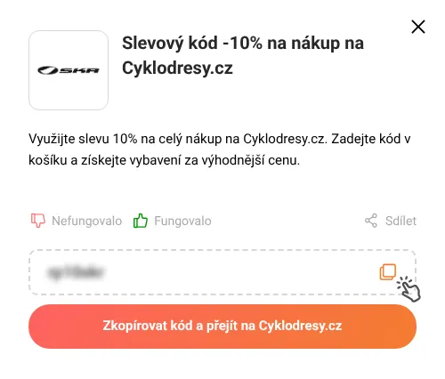 Návod jak zkopírovat slevový kupón Cyklodresy.cz