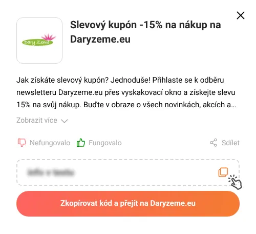 Návod jak zkopírovat slevový kupón Daryzeme.eu