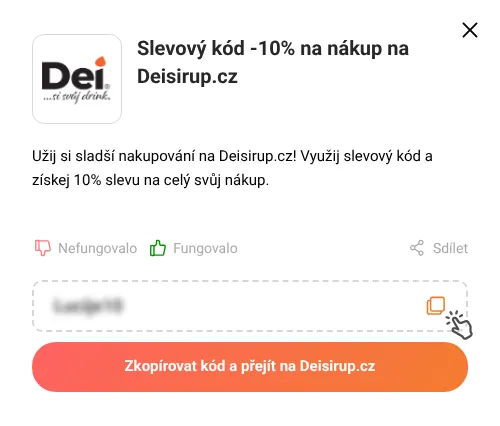 Návod jak zkopírovat slevový kupón Deisirup.cz