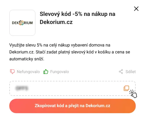 Návod jak zkopírovat slevový kód Dekorium.cz