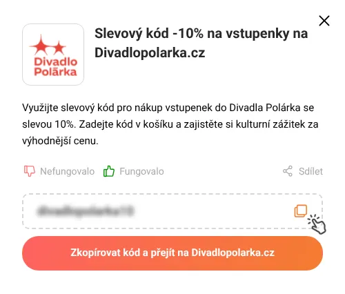 Návod jak zkopírovat slevový kód Divadlopolarka.cz