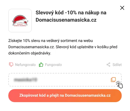 Návod jak zkopírovat slevový kupón Domacisusenamasicka.cz