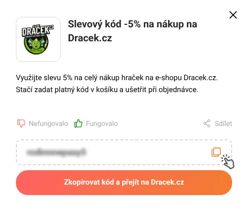 Návod jak zkopírovat slevový kód Dracek.cz