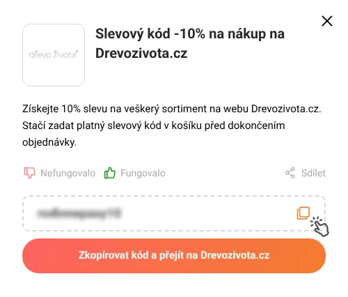 Návod jak zkopírovat slevový kupón Drevozivota.cz