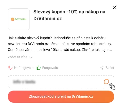 Návod jak zkopírovat slevový kupón DrVitamin.cz