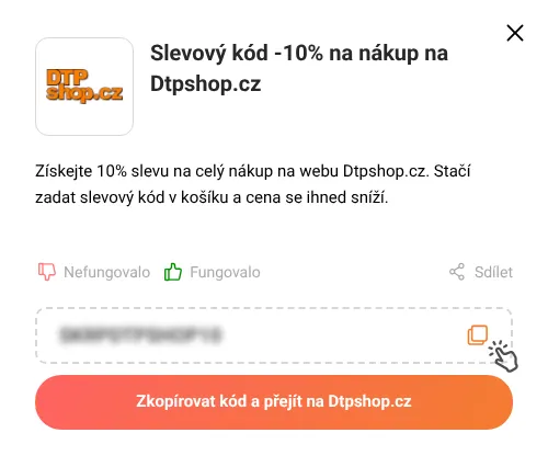 Návod jak zkopírovat slevový kód Dtpshop.cz
