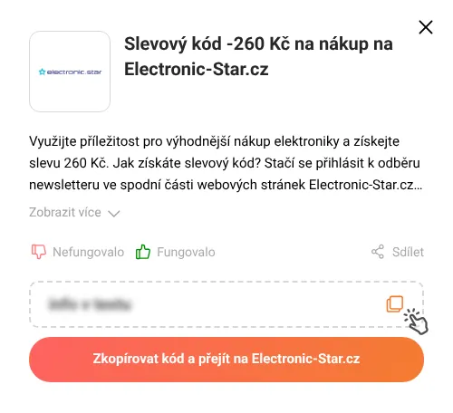 Návod jak zkopírovat slevový kupón Electronic-Star.cz