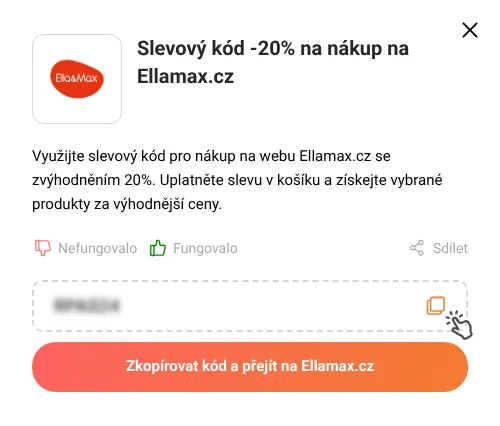 Návod jak zkopírovat slevový kód Ellamax.cz