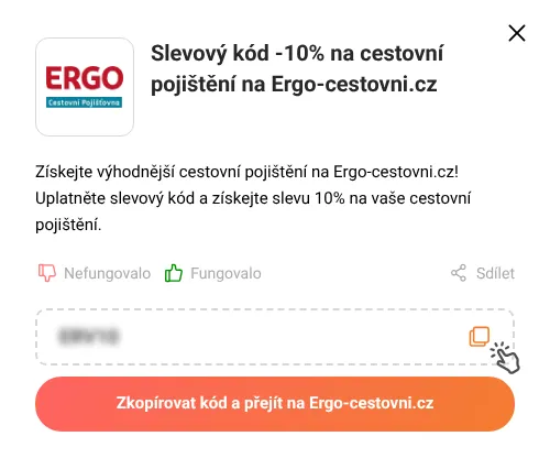 Návod jak zkopírovat slevový kód Ergo-cestovni.cz