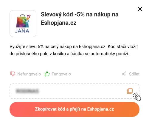 Návod jak zkopírovat slevový kupón Eshopjana.cz