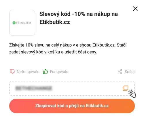 Návod jak zkopírovat slevový kupón Etikbutik.cz