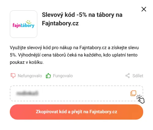 Návod jak zkopírovat slevový kód Fajntabory.cz