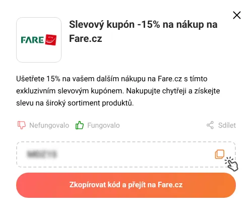 Návod jak zkopírovat slevový kód Fare.cz