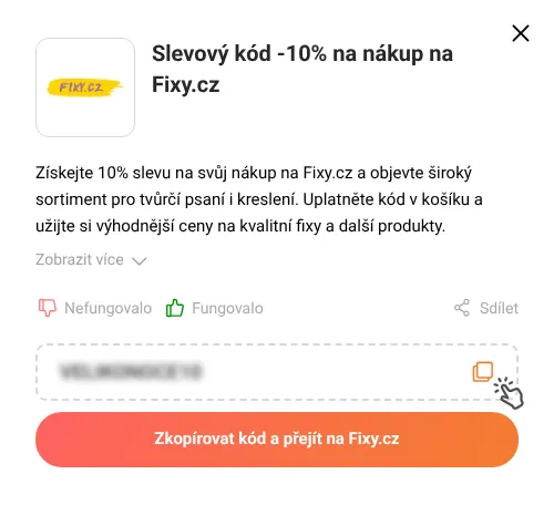 Návod jak zkopírovat slevový kupón Fixy.cz