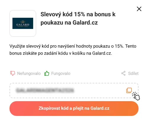 Návod jak zkopírovat slevový kód Galard.cz