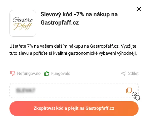 Návod jak zkopírovat slevový kód Gastropfaff.cz