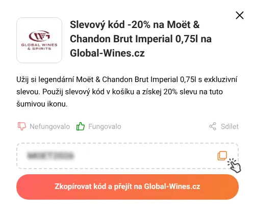 Návod jak zkopírovat slevový kód Global-Wines.cz