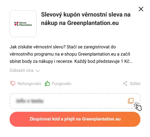 Návod jak zkopírovat slevový kupón Greenplantation.eu
