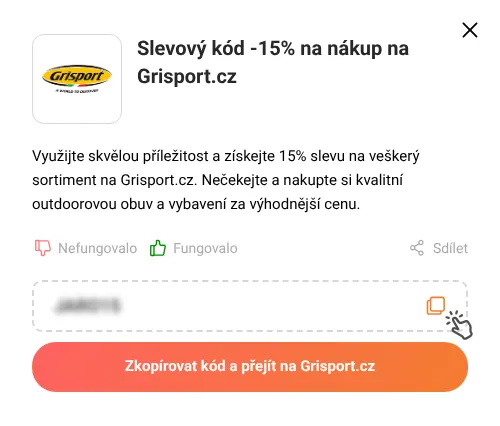Návod jak zkopírovat slevový kupón Grisport.cz