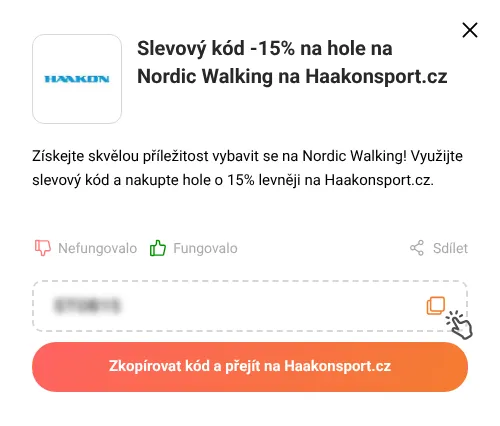 Návod jak zkopírovat slevový kupón Haakonsport.cz