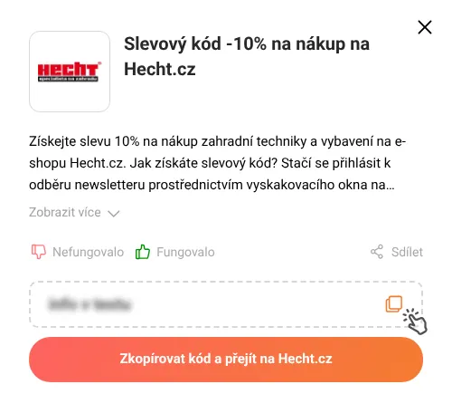 Návod jak zkopírovat slevový kód Hecht.cz