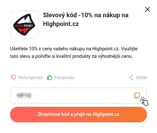 Návod jak zkopírovat slevový kupón Highpoint.cz