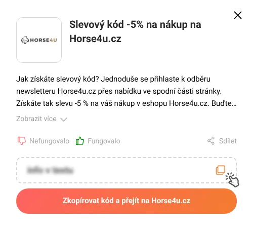 Návod jak zkopírovat slevový kupón Horse4u.cz