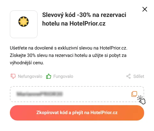 Návod jak zkopírovat slevový kód HotelPrior.cz