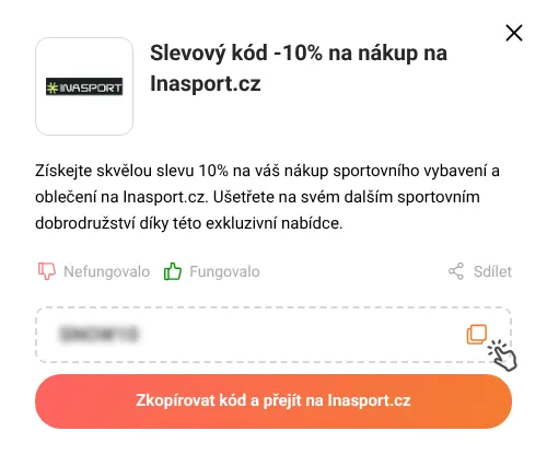 Návod jak zkopírovat slevový kupón Inasport.cz