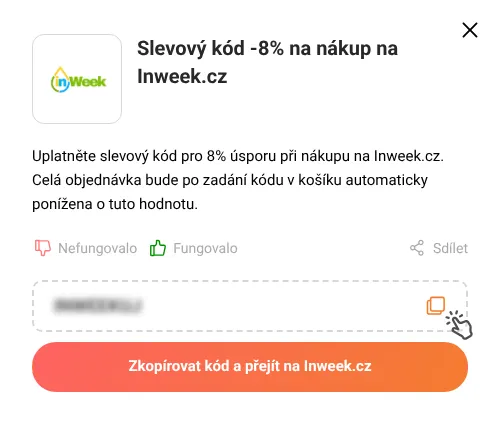 Návod jak zkopírovat slevový kupón Inweek.cz