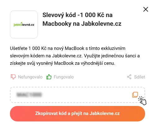 Návod jak zkopírovat slevový kód Jabkolevne.cz